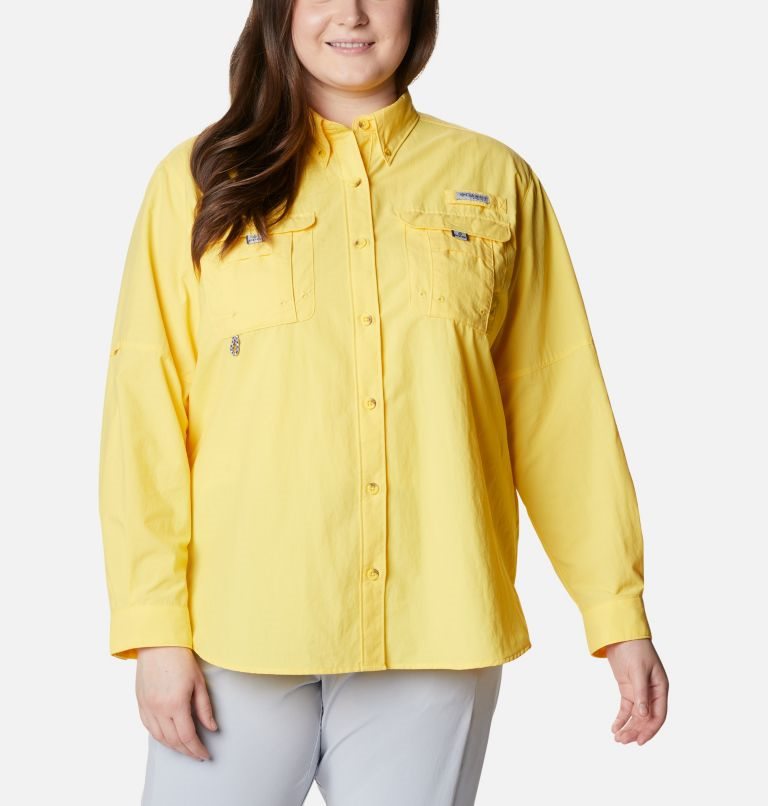 Women\'s Columbia PFG Bahama Long Sleeve Shirts Yellow | Plus Size CA-FL85C